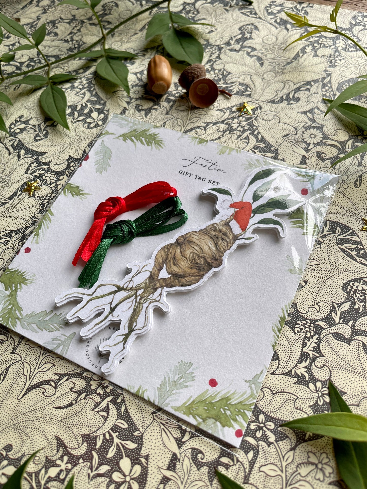 Festive Magical Mandrake Watercolour Cut Out Christmas Tag set