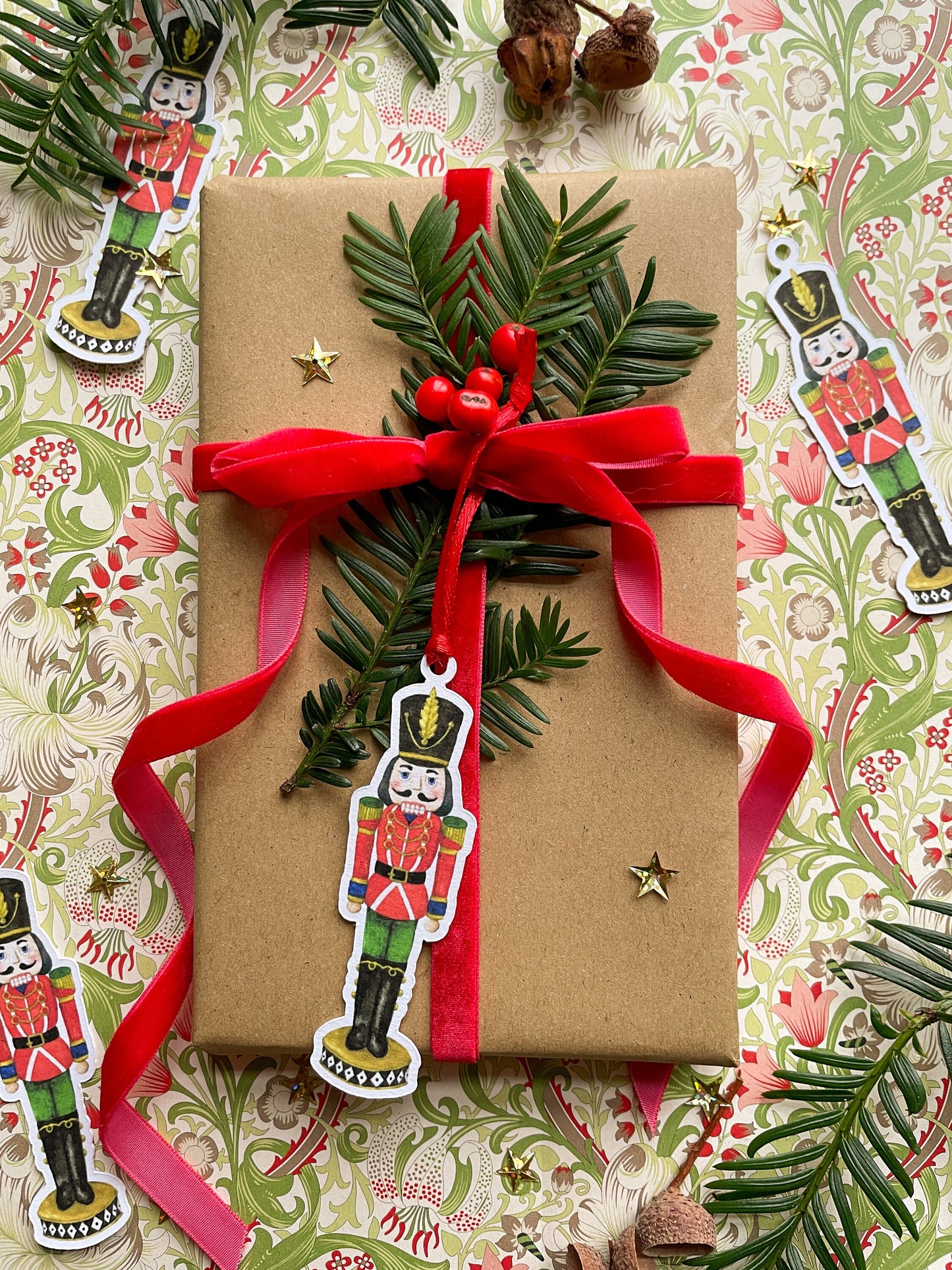 Festive Nutcracker Watercolour Cut Out Christmas Tag set
