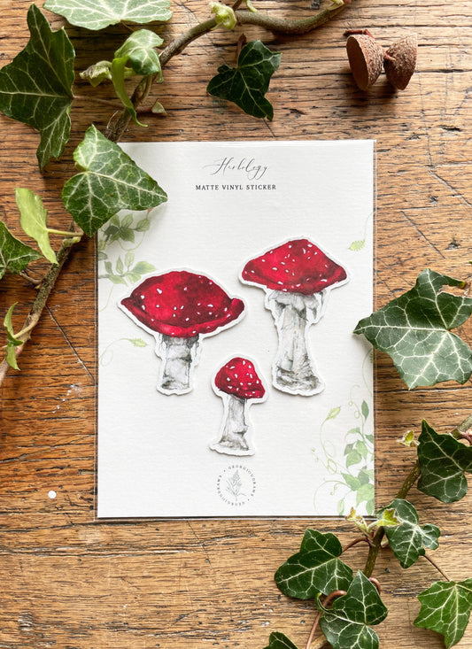 Toadstools Matt Vinyl Sticker set | Magical Herbology Stationery Art