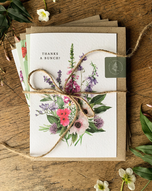Floral Botanical Watercolour Greetings Card Bundle - Pack of 5