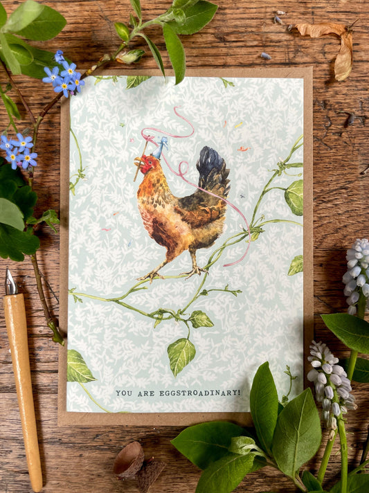 You Are Eggstroadinary! Whimsical Chicken Greetings Card