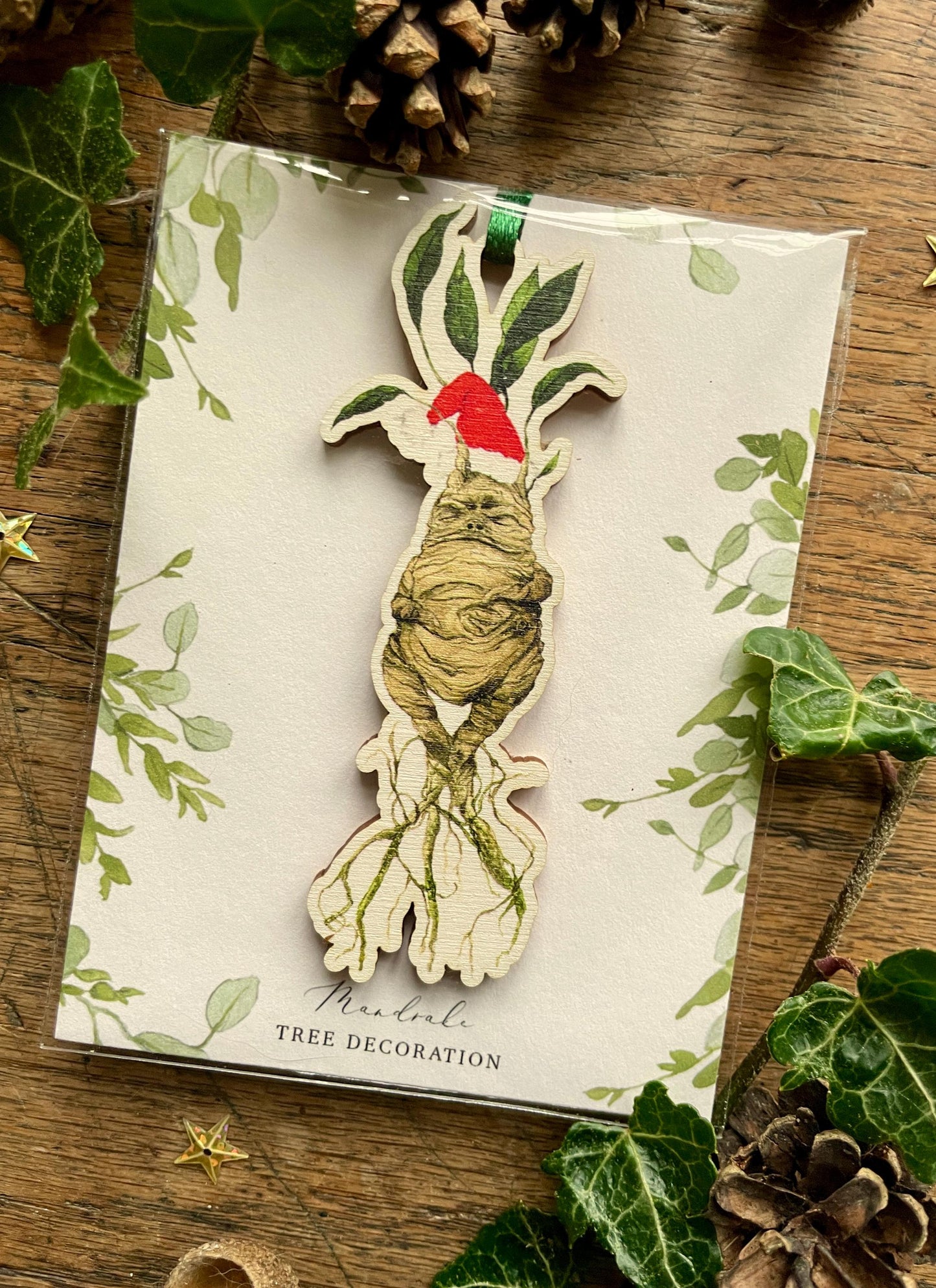 Magical Mandrake Festive Wooden Christmas Decoration