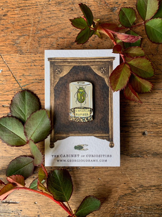 Beetle Specimen Jar Entomology Enamel Pin Badge