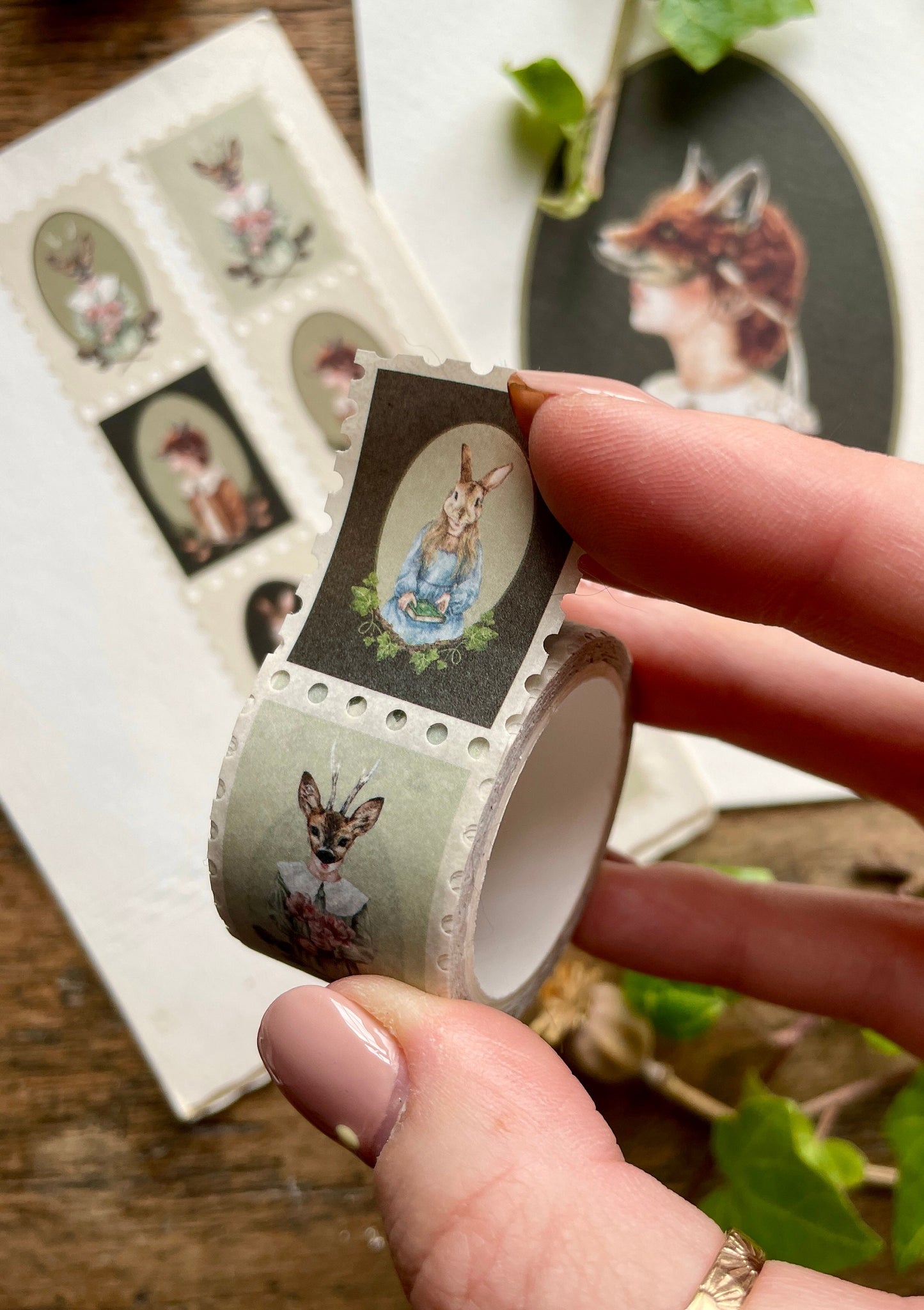 Pack of 3 | The Nature of Disguise Animal Masks Stamp Washi Tape | Curious watercolour Illustration