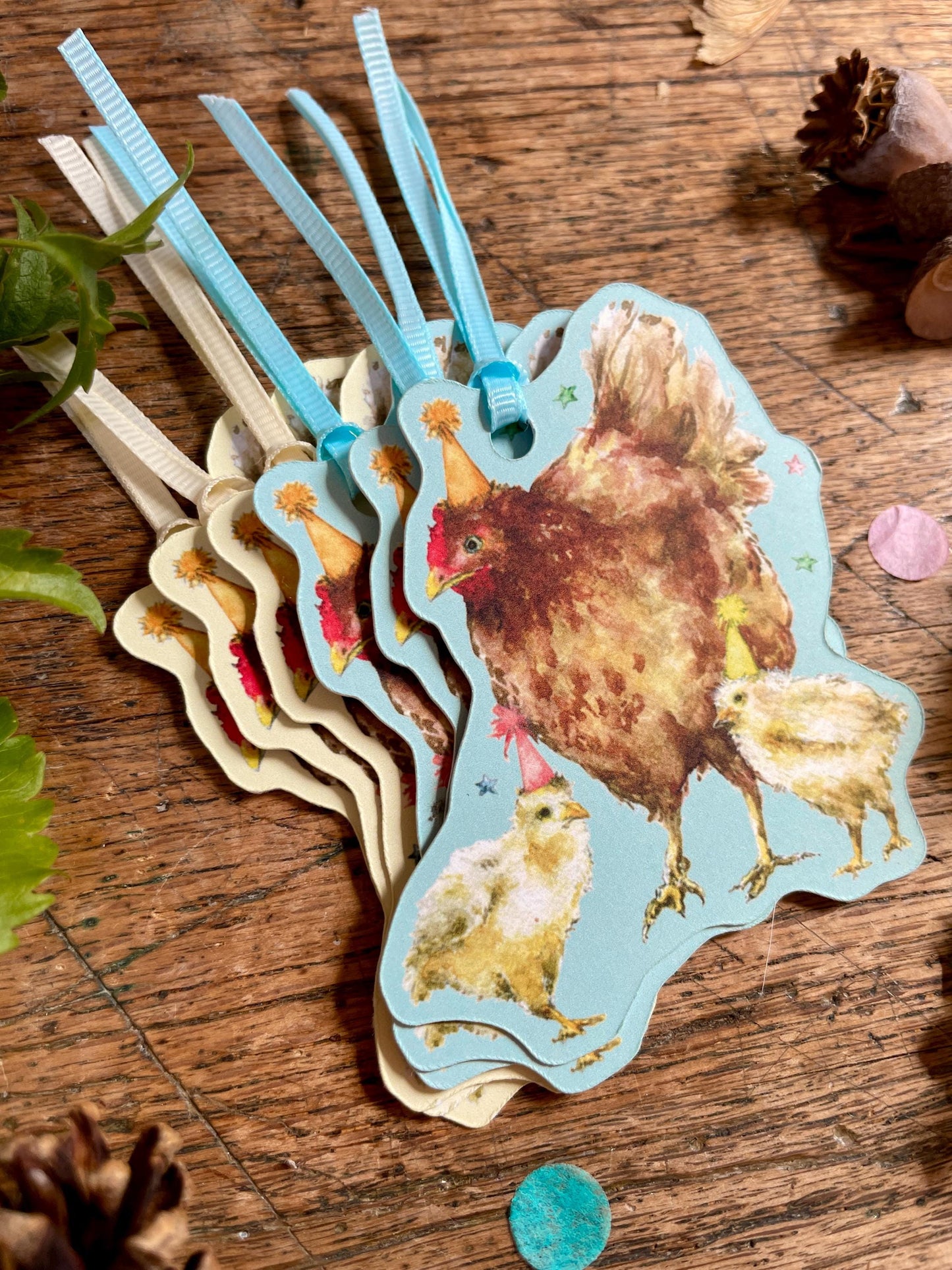 Party Chickens Whimsical Watercolour Gift Tags