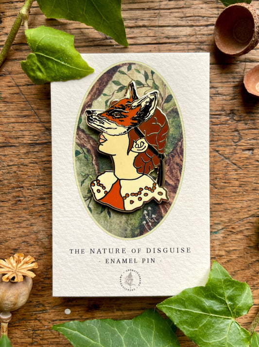 Girl in Fox Mask Enamel Pin Badge | Curious Nature Illustration Art