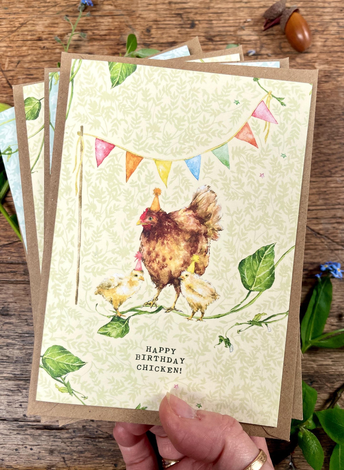 Happy Birthday Chicken! Chicken Watercolour Greetings Card