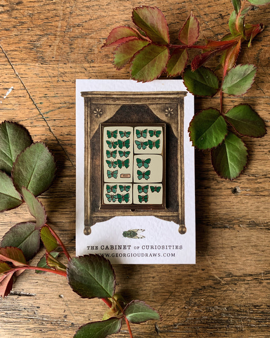Butterfly Tray Enamel Pin Badge | Entomology Taxidermy Cabinet of Curiosities Art