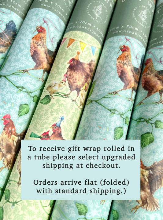 Party Chickens Luxury Whimsical Wrapping Paper Double Sided