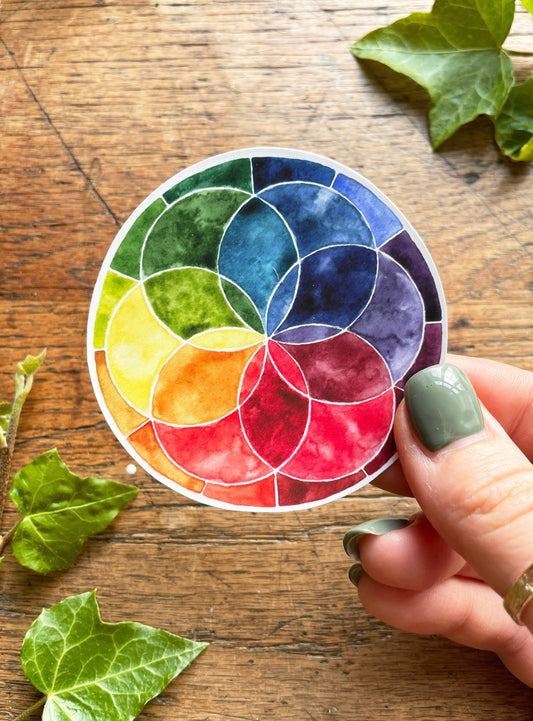 Colour Wheel Matt Vinyl Watercolour Sticker | Illustration Art
