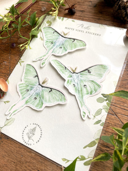 Luna Moths Matt Vinyl Nature Sticker Set