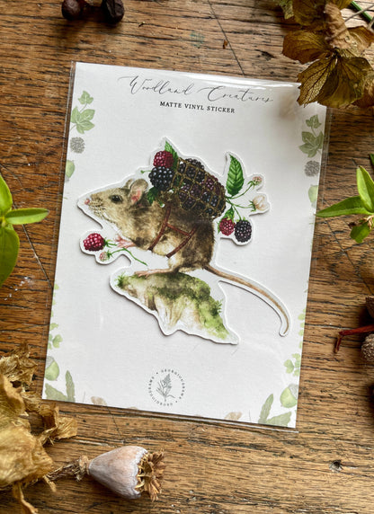 The Harvester Matt Vinyl Sticker | Whimsical Nature Animal Woodland Illustration
