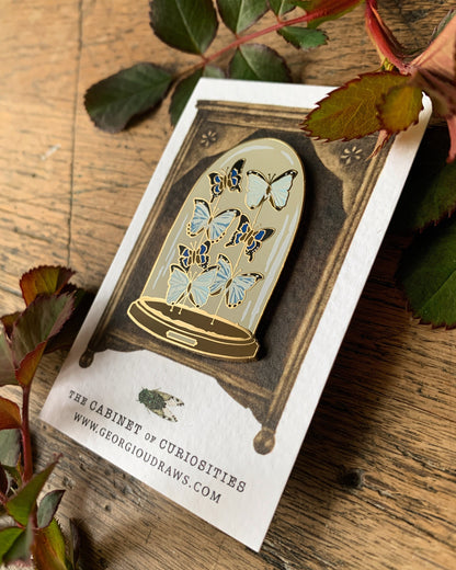 Butterfly Dome Enamel Pin Badge | Entomology Taxidermy Art