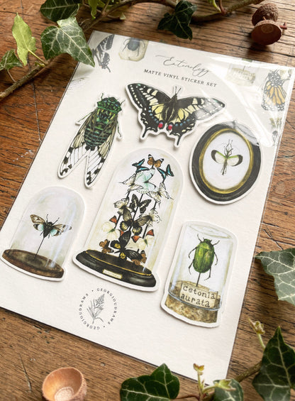 Entomology Matt Vinyl Sticker Set | Curious Nature Oddities Art