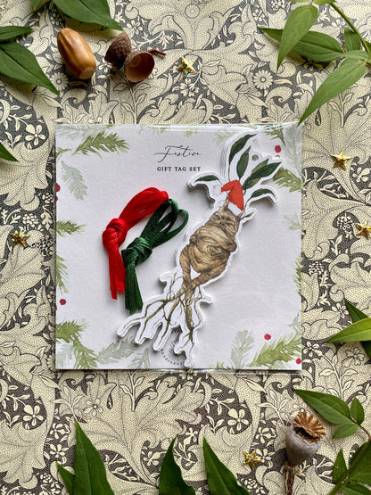 Festive Magical Mandrake Watercolour Cut Out Christmas Tag set