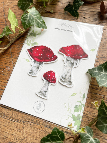 Toadstools Matt Vinyl Sticker set | Magical Herbology Stationery Art