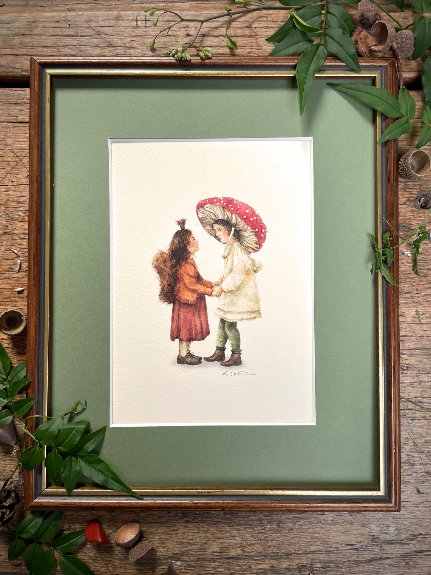 Little Woodland Dreamers | Whimsical children playing dress up watercolour art print