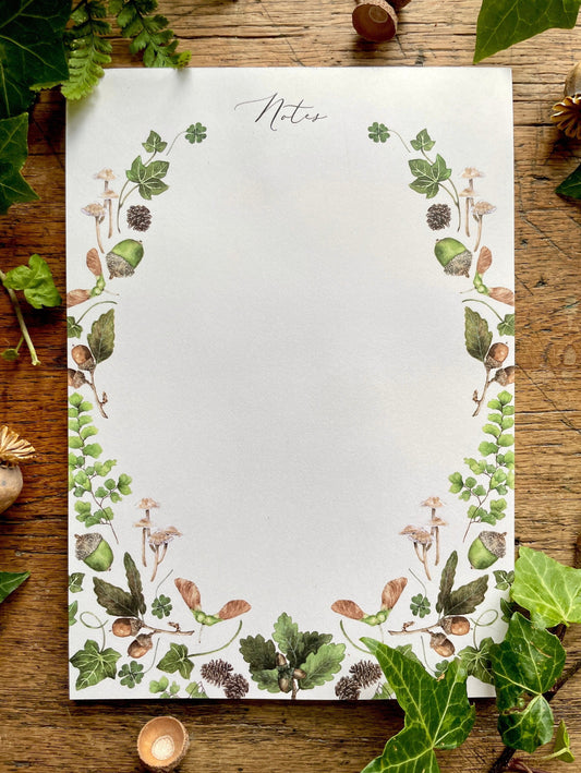 Natural Woodland Elements Botanical Watercolour Notepad | Botanical Watercolour Stationery