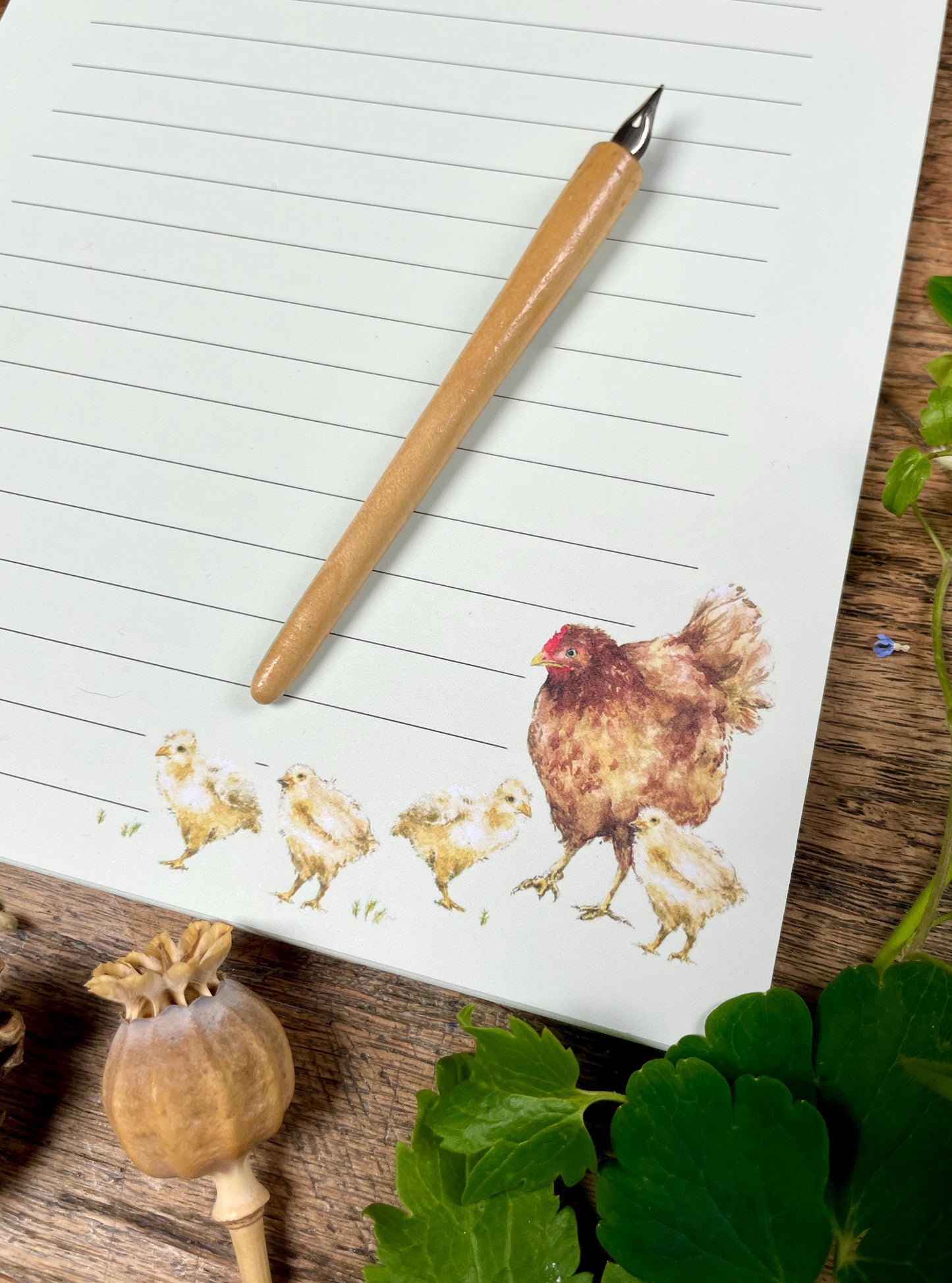 Don't Hatch a Messy Plan! Chickens Watercolour Notepad | whimsical cottagecore Stationery