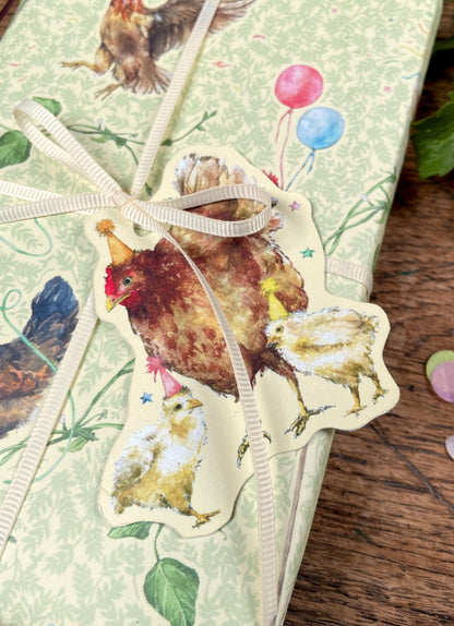 Party Chickens Whimsical Watercolour Gift Tags