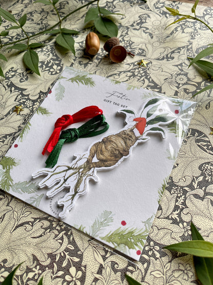 Festive Magical Mandrake Watercolour Cut Out Christmas Tag set