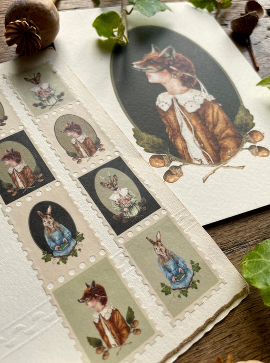 Pack of 3 | The Nature of Disguise Animal Masks Stamp Washi Tape | Curious watercolour Illustration