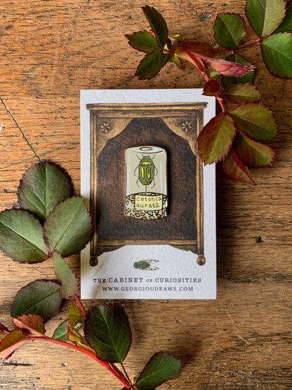 Beetle Specimen Jar Entomology Enamel Pin Badge