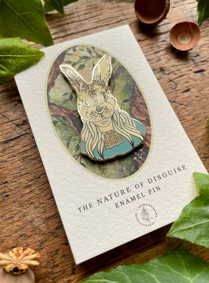 Girl in Rabbit Mask Enamel Pin Badge | Curious Nature Illustration Art